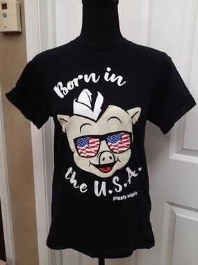 Piggly Wiggly Born in the USA Men's BLack Tshirt Size Small